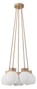 Lampadario a sospensione con cavo LOOMIS 5xE27/15W/230V 83 cm beige/rovere