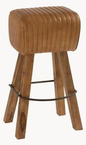 Sgabello da bar in pelle con gambe in legno di mango Gym