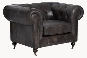 Poltrona in pelle con ruote Victor