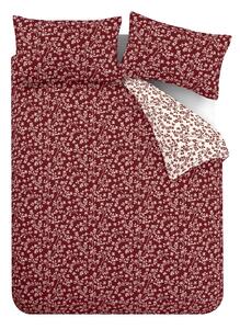 Biancheria da letto in flanella rossa per letto singolo 135x200 cm Grace Floral Leaf - Catherine Lansfield