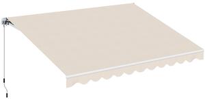 Outsunny Tenda da Sole a Bracci per Esterno con Manovella, in Metallo e Poliestere, 295x250 cm, Beige | Aosom Italy