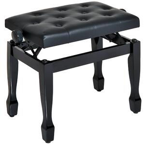 HOMCOM Sgabello Panca per Pianoforte con Altezza Regolabile 45-55cm, in Legno e Similpelle Sgabelli Imbottiti Nera