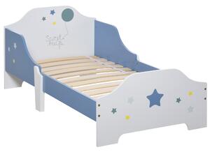 HOMCOM Letto Basso per Bambini +3 Anni con Sponde, Lettino Blu e Bianco,Atrezzatura Stanza per Bambino 143 x 74 x 59 cm|Aosom