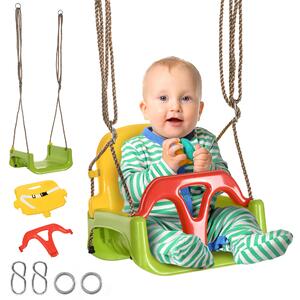 Outsunny Altalena per Bambini 9-36 Mesi in PP e PE con Corda Regolabile e Cintura, 42x33x120-180 cm|Aosom