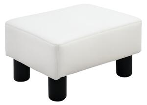 HOMCOM Poggiapiedi Rettangolare Imbottito e Rivestito in Ecopelle Bianca, 40x30x24 cm, Max. 100kg, per /Soggiorno/Ingresso|Aosom