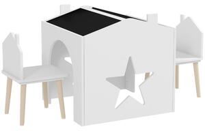 AIYAPLAY Set con 2 Sedie per Bambini e Tavolino con Lavagna per Cameretta e Asilo, Età 3-8 Anni, Bianco