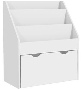 AIYAPLAY Libreria per Bambini 3-8 Anni a 3 Ripiani con Cassetto Inferiore, in MDF, 62.5x30x70 cm, Bianco