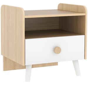 AIYAPLAY Comodino con Cassetto per Bambini 3-10 Anni in Legno e Legno di Pino, 40x32.5x40 cm, Bianco