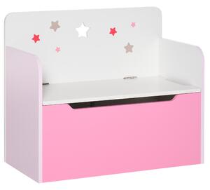 HOMCOM Cassapanca Contenitore con Schienale in Legno e decorazioni a stella per Bambini da 3-6 Anni, in MDF, 60x30x50 cm, Rosa| Aosom Italy