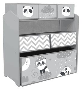ZONEKIZ Scaffale Portagiochi per Bambini con 6 Contenitori Rimovibili in Tessuto, 63x30x66cm, Grigio