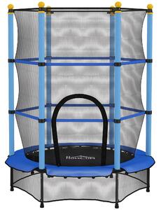 HOMCOM Tappeto Elastico per Bambini con Rete di Sicurezza e Pali Imbottiti Età 3-10 Anni, Ø140 x 190 cm, Blu