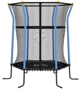 HOMCOM Tappeto Elastico per Bambini con Ingresso a Cerniera e Pali Imbottiti, in Acciaio, PP e EPE, Ø163.5x190 cm, Azzurro