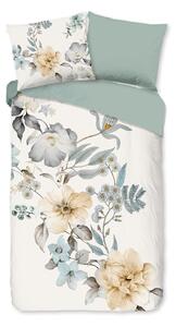 Set copripiumino e federa verde/color crema in cotone per letto singolo ed esteso 140x220 cm Celina – Good Morning