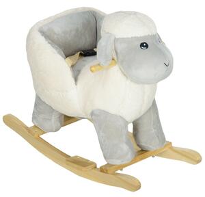 AIYAPLAY Cavallo a Dondolo per Bambini 1-3 Anni a Forma di Pecorella con Suoni e Rivestimento Morbido, Grigio