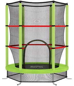 HOMCOM Tappeto Elastico per Bambini 3-6 Anni con Rete di Protezione, 6 Colonne e 3 Ingressi, Ø140x190 cm, Verde e Nero