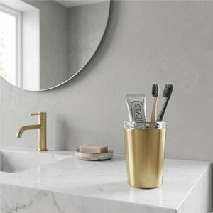 Porta Bicchiere da Appoggio LAPIANA in Ottone e Vetro Dimensioni 8x8xh13 cm oro spazzolato opaco Made In Italy