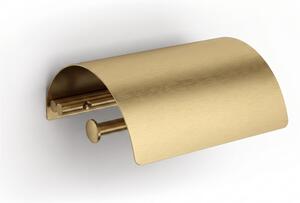 Portarotolo di carta igienica con coperchio in Ottone LA PIANA dimensioni 14,5x13xh6 cm finitura oro spazzolato opaco made in italy