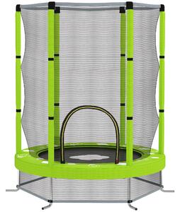 AIYAPLAY Trampolino Elastico per Bambini Ø140 cm con Rete di Sicurezza e Disegni, Età 3-6 Anni, Verde