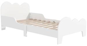 AIYAPLAY Letto Montessori per Bambini 3-8 Anni, 143.5x74.5 cm con Sponde Anti-Caduta, Forma di Nuvola in Legno, Bianco | Aosom Italy