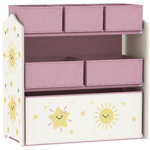 AIYAPLAY Scaffale Portagiochi Bambini a 3 Livelli con 6 Contenitori in Tessuto Rimovibili, Mobile Porta Giocattoli per Camera da Letto, Soggiorno e Camera dei Giochi, Rosa | Aosom Italy