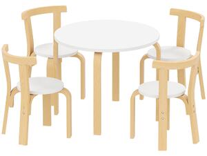 AIYAPLAY Set Tavolo e Sedie per Bambini 3-8 Anni 5 pz con Bordi Arrotondati in Legno Bianco | Aosom Italy