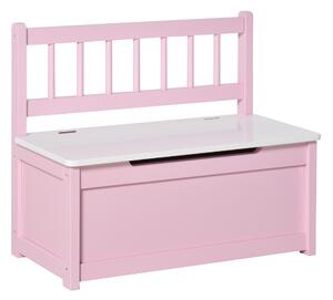 HOMCOM Cassapanca per Bambini 2-5 Anni in Legno con Pistone per Chiusura Sicura, Capacità 40 kg, Rosa e Bianco | Aosom Italy
