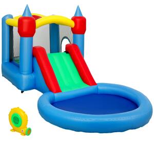 AIYAPLAY Castello Gonfiabile Trampolino 4 in 1, Scivolo, 415x205x190cm, Multicolore | Aosom Italy