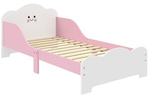 AIYAPLAY Letto Montessori per Bambini 3-6 Anni in Legno con Bordi Rialzati e Stampe Carine, per Cameretta, Rosa | Aosom Italy