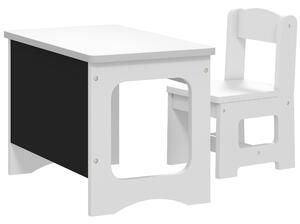 AIYAPLAY Set Tavolo e Sedia per Bambini 3-6 Anni con Piano Reversibile e Angoli Arrotondati, in Legno, Bianco | Aosom Italy