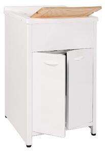 Lavatoio Medio con mobile in alluminio per esterno Dotato di Vasca e Tavoletta Lavapanni Dimensioni 50x50xh 83 cm con tubo rubinetto, flessibile e Gomito colore bianco RAL 9010