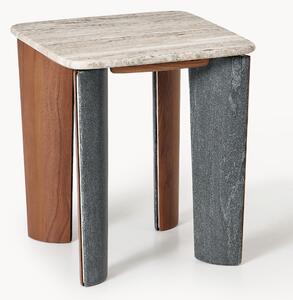 Tavolino in marmo e legno di acacia Muno