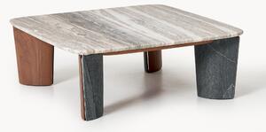 Tavolino da salotto in marmo e legno di acacia Muno, larg. 85 cm