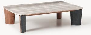 Tavolino da salotto in marmo e legno di acacia Muno, larg. 120 cm