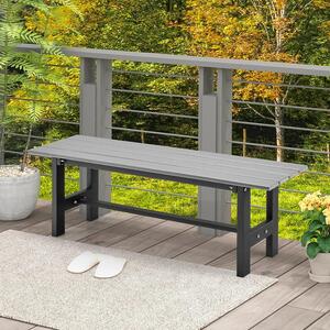 Panchina da giardino con struttura a doghe, telaio in metallo verniciato a polvere, panchina da giardino a due posti per parchi e spazi esterni, 120 x 34,5 x 40 cm (grigio)