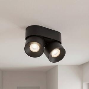 Faretto PRIOS Rotari basic, a 2 luci, nero, 18 cm, GU10 basic PRIOS, dimmerabile, Nero, Soggiorno / Sala da pranzo, Metallo, Moderno, Downlight