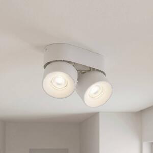 Faretto PRIOS Rotari basic, a 2 luci, bianco, lunghezza 18 cm, attacco GU10 basic PRIOS, dimmerabile, Bianco / Opale, Soggiorno / Sala da pranzo, Metallo, Moderno, Downlight