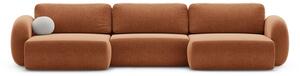 Divano angolare color mattone allungabile/con contenitore (a U) con rivestimento in ciniglia Tonale – Cosmopolitan Design