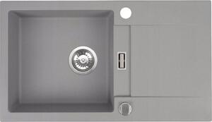 Lavello QLS 76x44 cm con sgocciolatoio Siphon reversibile - Runner Grey 11198