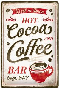 Cartello in metallo Hot Cocoa and Coffee, (20 x 30 cm)