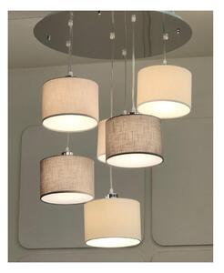 CILINDRO SOSPENSIONE 6 LUCI IN METALLO D60 CM CON PARALUMI IN TESSUTO DI LINO 3 COLORI LAMPADINE ATTACCO E27