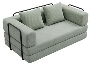 Sey - Divano Letto Pieghevole 180x72x90 cm Convertibile 4 in 1 con Cuscini Rivestimento Lavabile in Tessuto Salvia
