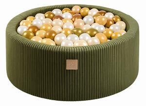 Piscina di palline color kaki in velluto a coste 90x90x30 cm Montessori – Meowbaby