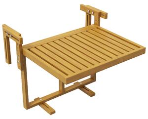 Outsunny Tavolino da Ringhiera per Balcone Pieghevole e Regolabile in Legno, Colore Legno | Aosom Italy