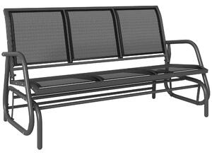 Outsunny Panchina a Dondolo da Giardino a 3 Posti in Metallo e Tessuto a Rete Traspirante, 151x75x85cm, Nero|Aosom