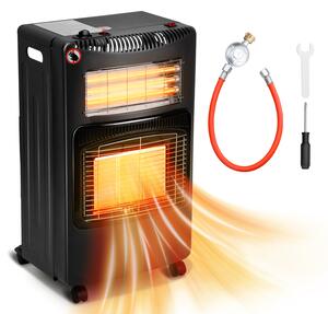 Riscaldatore a gas Jopassy 4,2 KW incl. regolatore+tubo+Adattatore 3 e 4 per UE | Stufa a gas Riscaldatore a gas in Vetroceramica con 3 livelli | Riscaldatore a gas a infrarossi Riscaldatore radiante per bombole di gas butano o propano fino a 15 kg