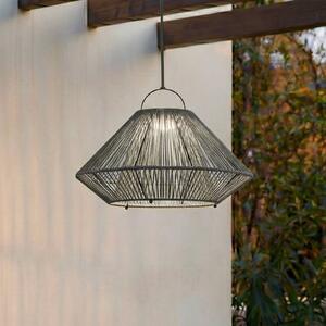 Lampada a sospensione solare LED Lindby Austas, grigia, Ø 50 cm, USB, IP54 Austas Lindby, dimmerabile, Alluminio / Grigio / Zincato, Plastica, Moderno, Lampade solari