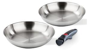 Barazzoni Inox Facile Set 2 Padelle 24-28cm Inox Manico Staccabile Funziona su Gas Elettrico Induzione