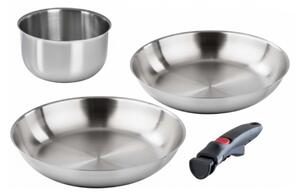 Barazzoni Inox Facile Set 2 Padelle 24-28cm Casseruola 16cm Inox Manico Staccabile Funziona su Gas Elettrico Induzione