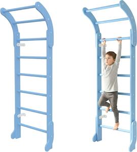 Spalliera per bambini, struttura da arrampicata da interno, scala da ginnastica in legno, mini, blu