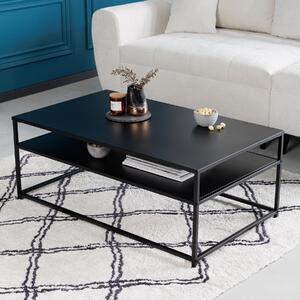 Riess-ambiente Tavolino moderno DURA STEEL 100 cm in metallo nero con ripiano Tavolino da salotto